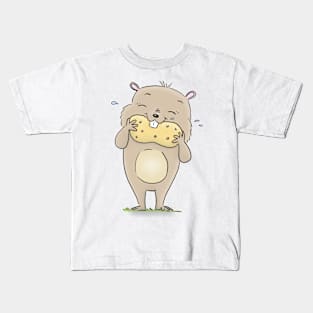 Cute funny hamster eating peanut cartoon Kids T-Shirt